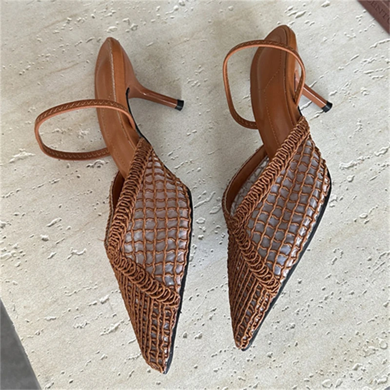 Eilyken дизайнерские сетчатые туфли-лодочки с открытой пяткой, женские туфли-лодочки, пикантные вечерние туфли для стриптиза на тонком высоком каблуке с острым носком 
Eilyken дизайнерские сетчатые туфли-лодочки с открытой пяткой, женские туфли-лодочки, пикантные вечерние туфли для стриптиза на тонком высоком каблуке с острым носком