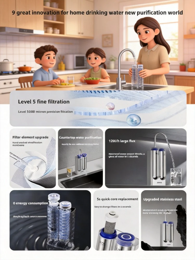 Stainless Steel Ultrafiltration Faucet Filter Kitchen Tap Pre-filtration for Household Direct Drinking Anti-rust Easy
Stainless Steel Ultrafiltration Faucet Filter Kitchen Tap Pre-filtration for Household Direct Drinking Anti-rust Easy
