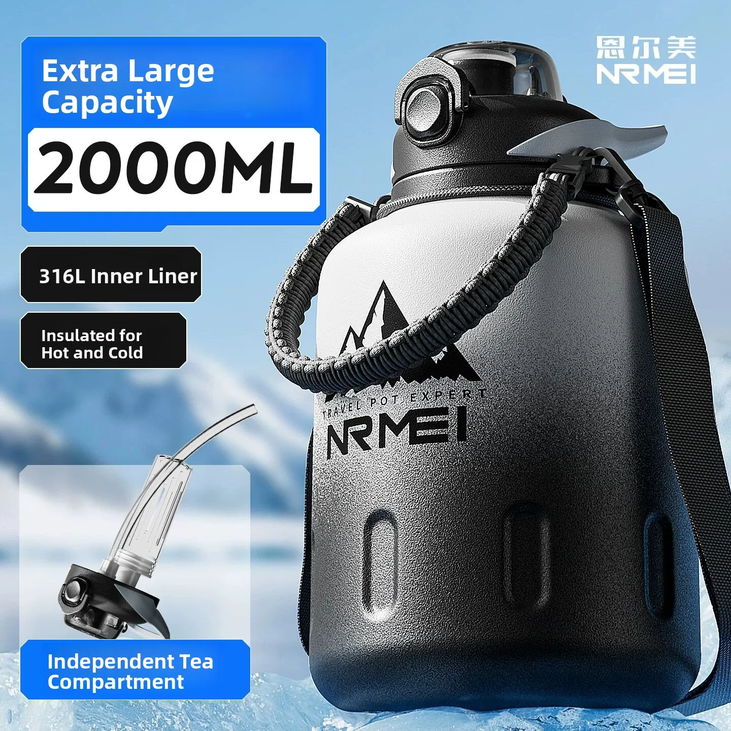 Large Capacity Sports Water Bottle for Men Outdoor Portable Insulated Cooling Cup 2000ml Camping Travel Drinking Utensils
Large Capacity Sports Water Bottle for Men Outdoor Portable Insulated Cooling Cup 2000ml Camping Travel Drinking Utensils