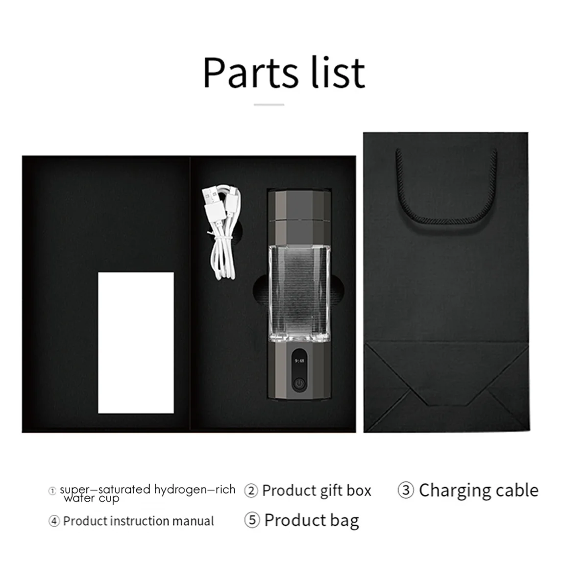Durable PEM Electrolysis Hydrogen Generator 8000PPB Display Portable Rechargeable Hydrogen Water Bottle Black
Durable PEM Electrolysis Hydrogen Generator 8000PPB Display Portable Rechargeable Hydrogen Water Bottle Black