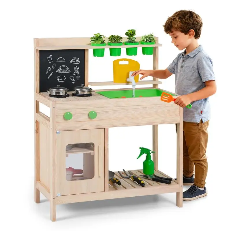 Kids Mud Kitchen Play Pretend Kitchen with Chalkboard for Kids Aged 3+
Kids Mud Kitchen Play Pretend Kitchen with Chalkboard for Kids Aged 3+
