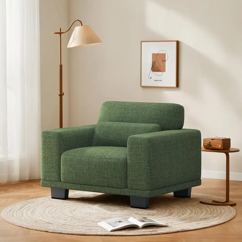 Green Linen-Covered Accent Chair: Wide Armrests, Deep Cushions, Removable Cover for Living Room | Comfy Single Seater Sofa for S
Green Linen-Covered Accent Chair: Wide Armrests, Deep Cushions, Removable Cover for Living Room | Comfy Single Seater Sofa for S