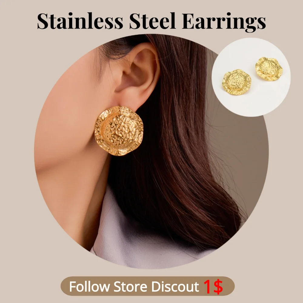 Stainless Steel Round Hammered Earrings Plated 18k Gold Color Non Tarnish Waterproof Trendy Jewelry Earrings For Women Gift
Stainless Steel Round Hammered Earrings Plated 18k Gold Color Non Tarnish Waterproof Trendy Jewelry Earrings For Women Gift