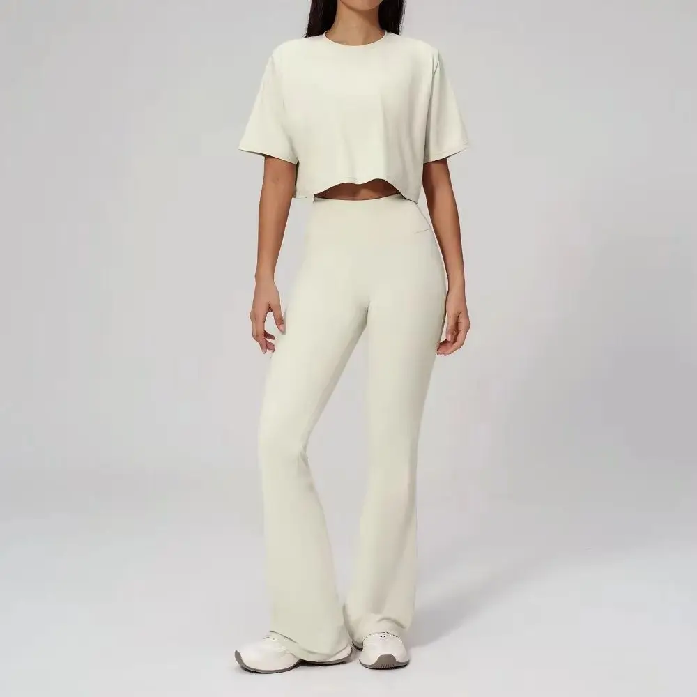 Yoga Suits Two-piece Gym Clothes Running Fitness Casual Sportswear Women's Loose Short Sleeve Legging Flared Pants Fitness Suit
Yoga Suits Two-piece Gym Clothes Running Fitness Casual Sportswear Women's Loose Short Sleeve Legging Flared Pants Fitness Suit