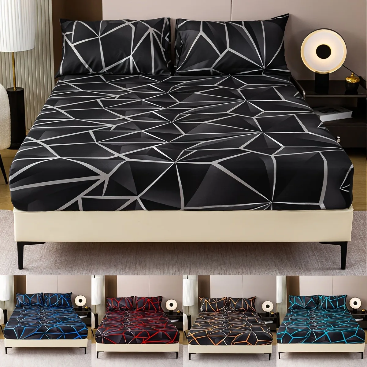 Soft Microfiber Modern Geometric Printed Fitted Sheet Set with Elasticated Corner Home Bedroom Decor
Soft Microfiber Modern Geometric Printed Fitted Sheet Set with Elasticated Corner Home Bedroom Decor