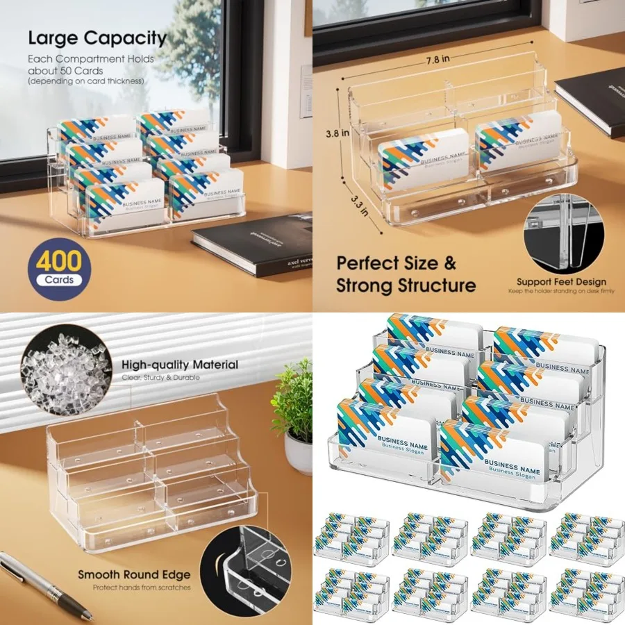 Pack Acrylic Business Card Holder for Desk, Clear Desktop Business Card Display Stand with Pockets, -Tier Freestanding Card Org
Pack Acrylic Business Card Holder for Desk, Clear Desktop Business Card Display Stand with Pockets, -Tier Freestanding Card Org