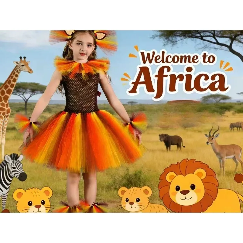 Cute Jungle Lion Tutu Dress Cartoon Animal Cosplay Costume Fluffy Mesh Breathable Party Stage Show Performance Dress Up Outfit
Cute Jungle Lion Tutu Dress Cartoon Animal Cosplay Costume Fluffy Mesh Breathable Party Stage Show Performance Dress Up Outfit