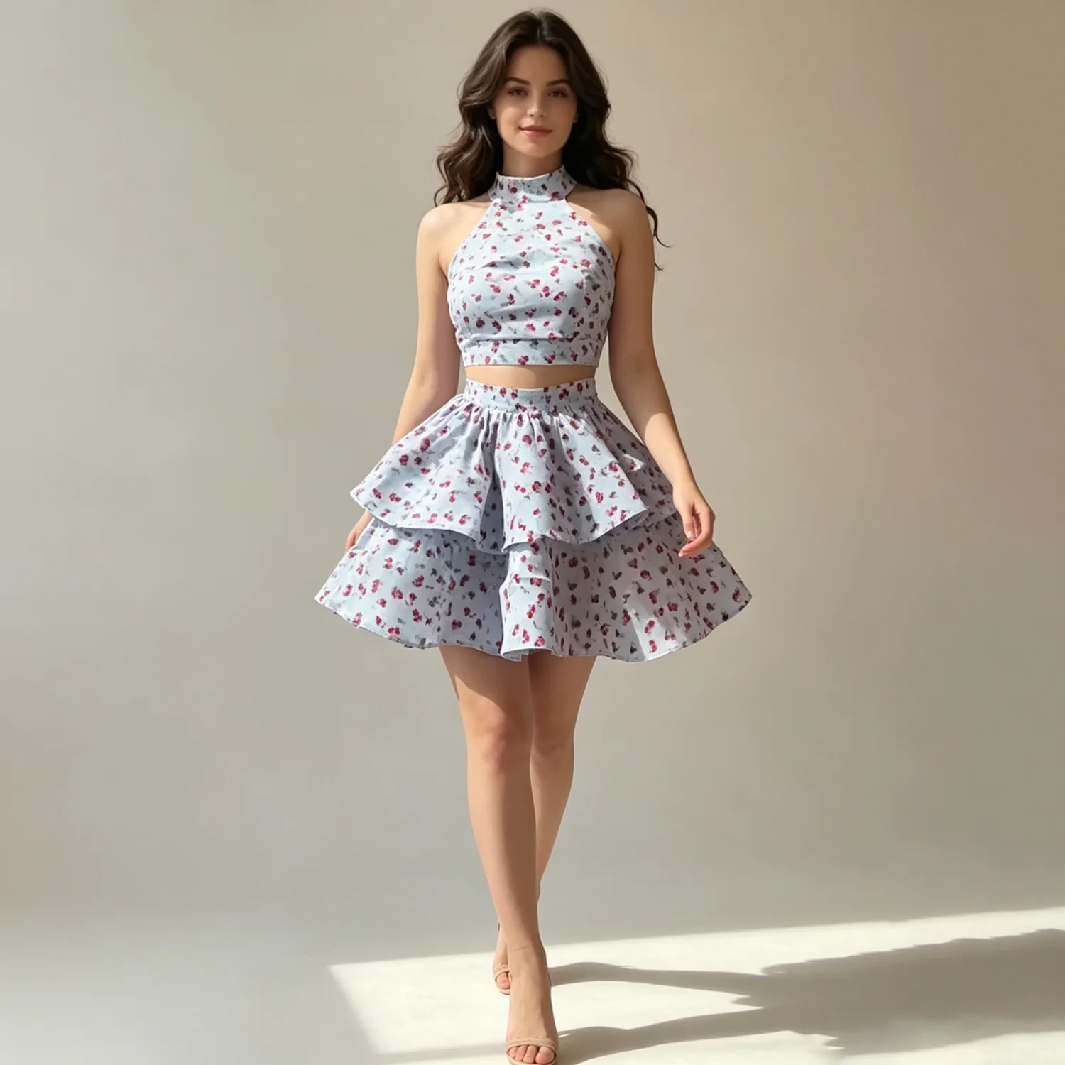 LIMO 2026 New Arrival Floral Two Piece Set For Women Sleeveless Halter Crop Top & High Waist Ruffle Skirt Set Sweet Print Casual
LIMO 2026 New Arrival Floral Two Piece Set For Women Sleeveless Halter Crop Top & High Waist Ruffle Skirt Set Sweet Print Casual