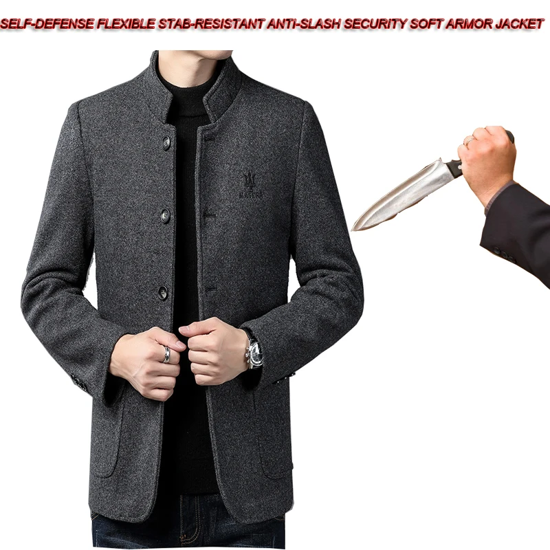Autumn Winter Chinese Style Stand Collar Safety Stab Proof Anti Chopping Men Woolen Jacket Self-Defense Warm Cashmere Clothing
Autumn Winter Chinese Style Stand Collar Safety Stab Proof Anti Chopping Men Woolen Jacket Self-Defense Warm Cashmere Clothing
