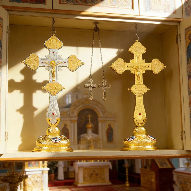 New 2026 Premium Orthodox Altar Cross Two-Tone Gold & Silver Standing Crucifix Engraved Icon Cross for Church Worship & Devotion
New 2026 Premium Orthodox Altar Cross Two-Tone Gold & Silver Standing Crucifix Engraved Icon Cross for Church Worship & Devotion