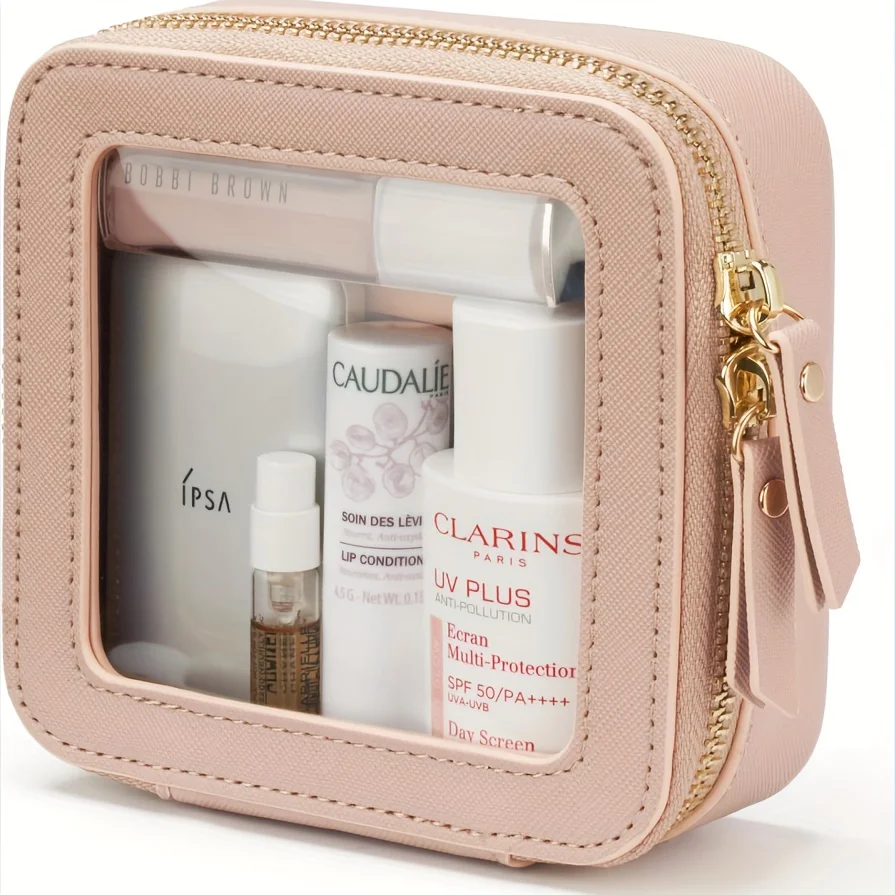 1pc Travel Cosmetic Bag With Zipper, Clear Makeup Organizer, Small Leather Toiletry Case, Womens Beauty Box, Multifunctional T
1pc Travel Cosmetic Bag With Zipper, Clear Makeup Organizer, Small Leather Toiletry Case, Womens Beauty Box, Multifunctional T