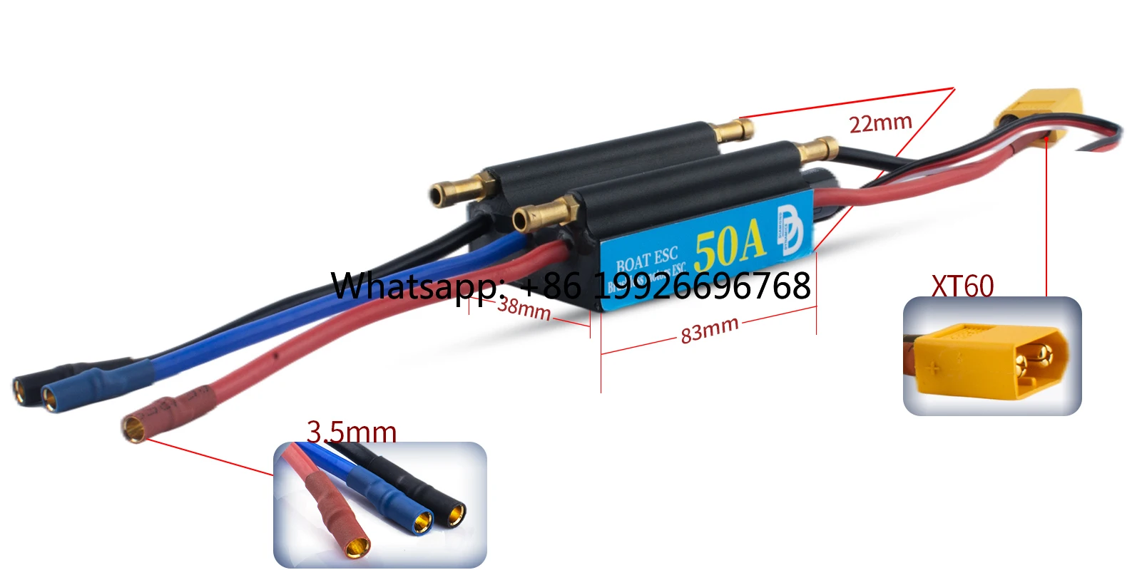 50A Waterproof Brushless ESC 2-6S LiPo RC Boat SBEC 5V/5A with XT60 3.5mm Connector Overheat Protection factory
50A Waterproof Brushless ESC 2-6S LiPo RC Boat SBEC 5V/5A with XT60 3.5mm Connector Overheat Protection factory