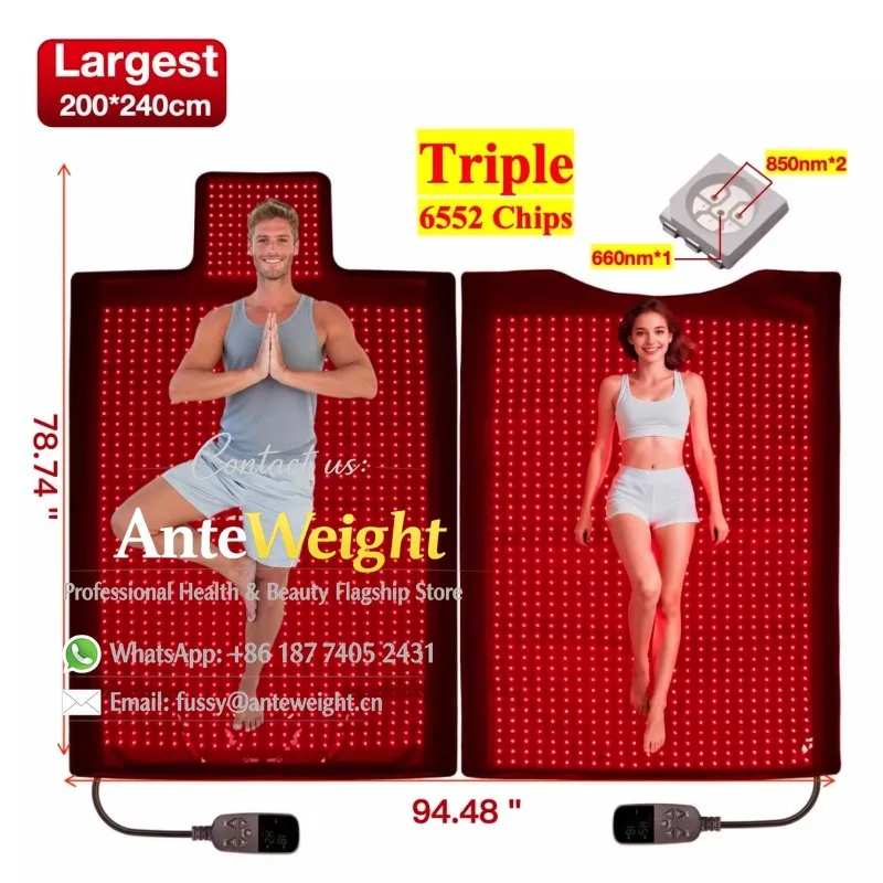 2184 Triple LEDs 6552 Chip Dual Wavelength Red Light Therapy Blanket Full Body Mat Sleeping Bag Near Infared Bed 660 850nm
2184 Triple LEDs 6552 Chip Dual Wavelength Red Light Therapy Blanket Full Body Mat Sleeping Bag Near Infared Bed 660 850nm