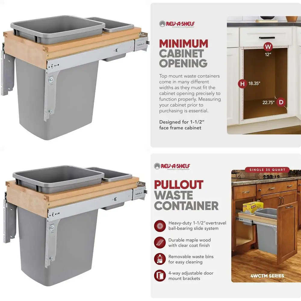 35-Quart Soft-Close Pull-Out Under-Cabinet Trash Can with 150-Pound Slides
35-Quart Soft-Close Pull-Out Under-Cabinet Trash Can with 150-Pound Slides