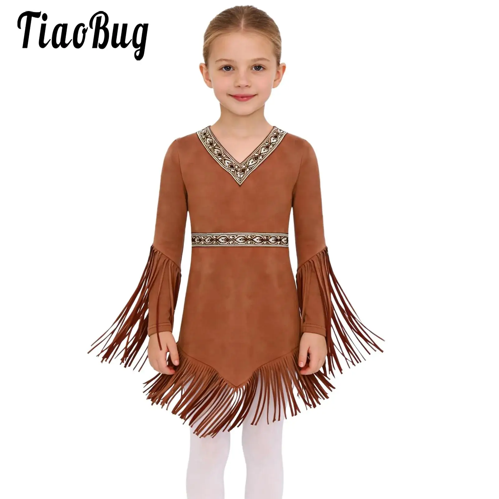 Kids Girls Native American Halloween Carnival Cosplay Dress Long Sleeve Zipper Tassel Hem Dress for Thanksgiving Day Fancy Ball
Kids Girls Native American Halloween Carnival Cosplay Dress Long Sleeve Zipper Tassel Hem Dress for Thanksgiving Day Fancy Ball