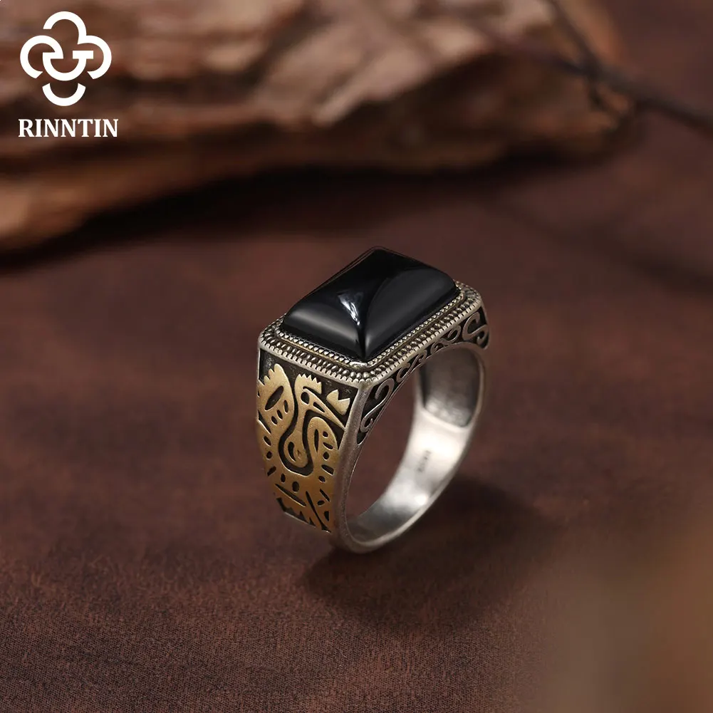 Rinntin Fashion 925 Sterling Silver Black Agate Stone Rings For Men High Quality Agate Ring Wedding Engagement Jewelry NMR16
Rinntin Fashion 925 Sterling Silver Black Agate Stone Rings For Men High Quality Agate Ring Wedding Engagement Jewelry NMR16
