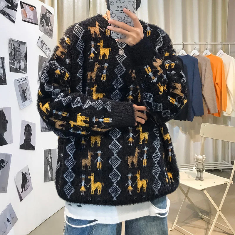 Cartoon Mens Loose Soft Sweater Fashion Autumn Winter Brand Casual Male Knitted Pullovers Harajuku Unisex Clothing
Cartoon Mens Loose Soft Sweater Fashion Autumn Winter Brand Casual Male Knitted Pullovers Harajuku Unisex Clothing