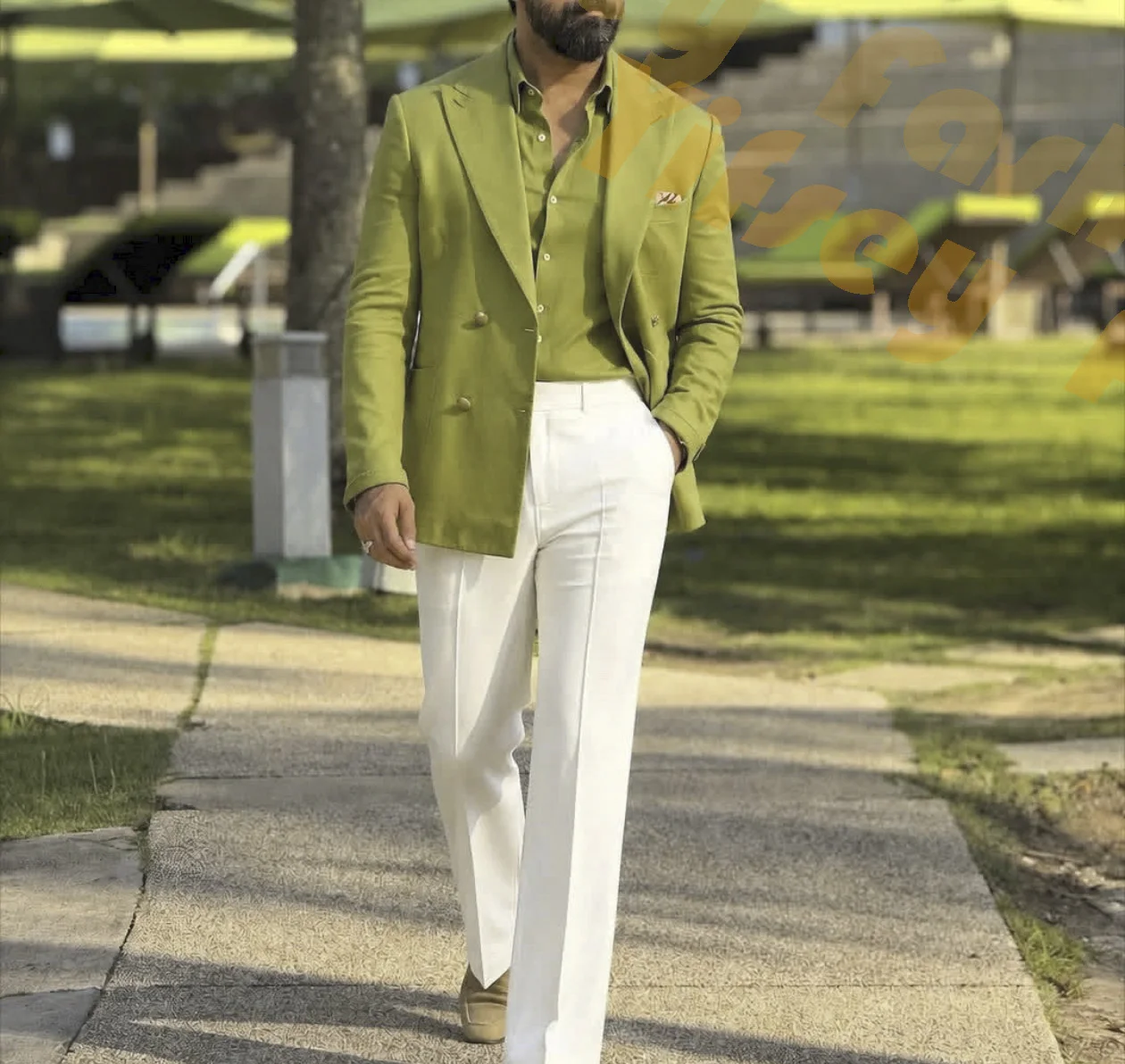 Green Jacket And White Pants Customized Double Breasted 2pcs Blazer Trousers Bespoke Men Suits Sets Wedding Groom Male Outfits
Green Jacket And White Pants Customized Double Breasted 2pcs Blazer Trousers Bespoke Men Suits Sets Wedding Groom Male Outfits