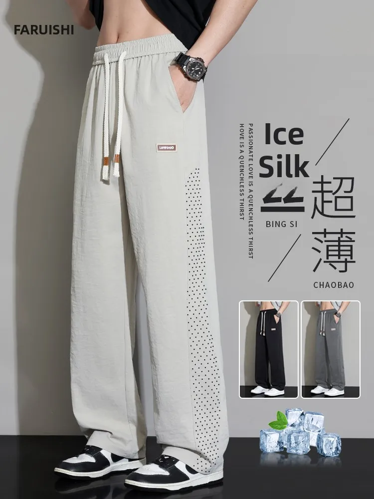 Ultra-Thin Ice Silk Casual Pants Men's Summer Thin Loose Straight Summer Sun Protection Qui-Drng Drapey Casual Pants
Ultra-Thin Ice Silk Casual Pants Men's Summer Thin Loose Straight Summer Sun Protection Qui-Drng Drapey Casual Pants