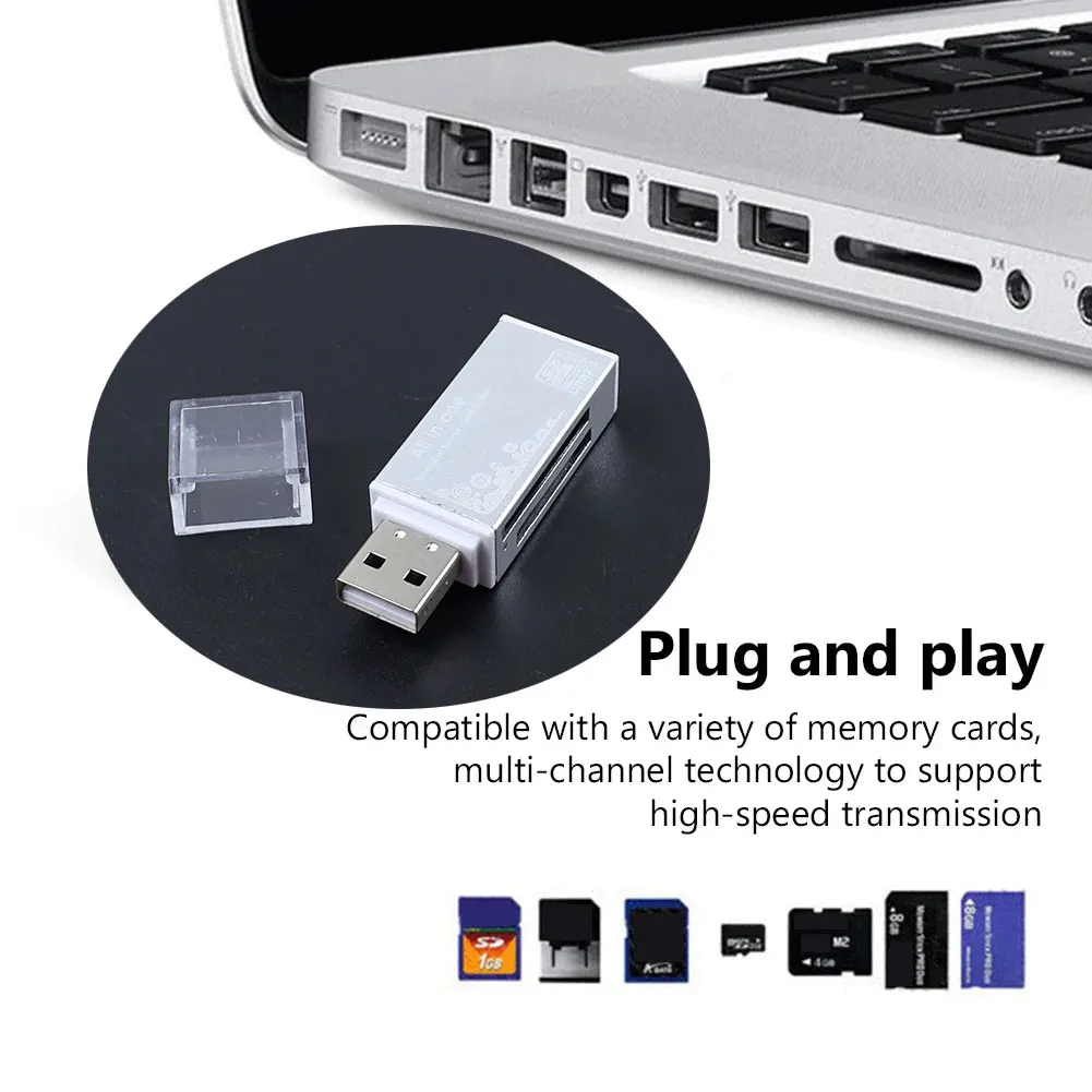 Alloy Card Reader 4 Ports with LED Indicator USB 2.0 Micro SD TF M2 MS Pro Duo MMC SDHC DV Phone Camera Memory Card Adapter
Alloy Card Reader 4 Ports with LED Indicator USB 2.0 Micro SD TF M2 MS Pro Duo MMC SDHC DV Phone Camera Memory Card Adapter
