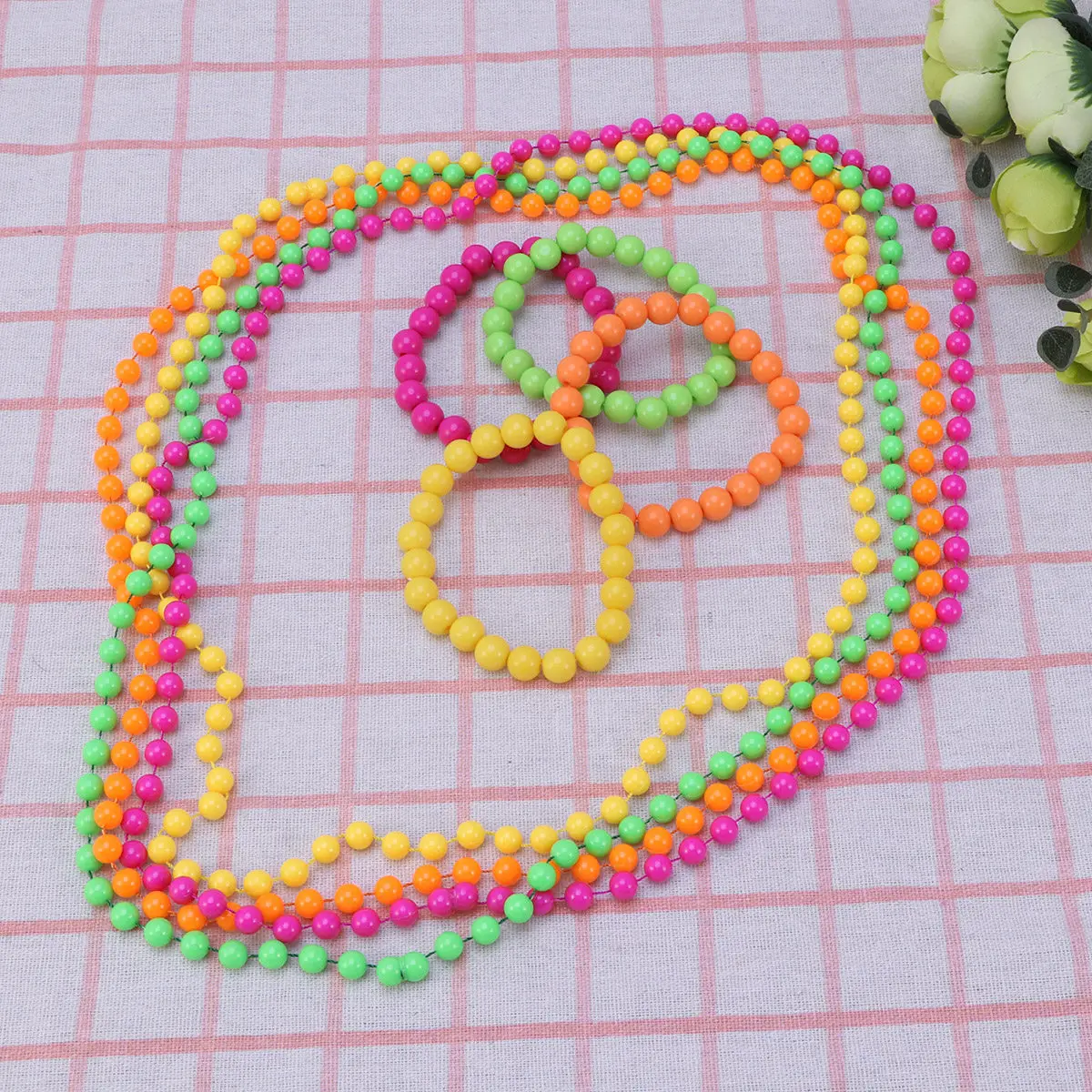 4Pcs Plastic Bead Necklace Neon Colorful Beaded Ball Chain Party Dress Up Costume Accessories Retro 70S 80S Theme
4Pcs Plastic Bead Necklace Neon Colorful Beaded Ball Chain Party Dress Up Costume Accessories Retro 70S 80S Theme