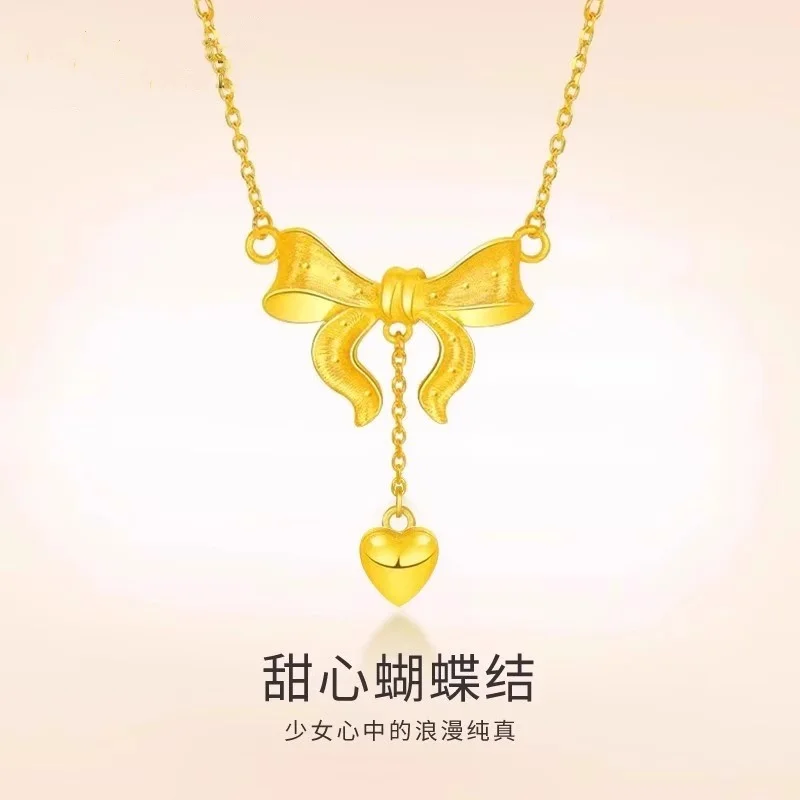 Fashion AU999 Escape Princess Bow Necklace 24k Gold Girl New Gift for Wife Pure Gold Pendant Collar Chain Birthday Qixi Gift
Fashion AU999 Escape Princess Bow Necklace 24k Gold Girl New Gift for Wife Pure Gold Pendant Collar Chain Birthday Qixi Gift