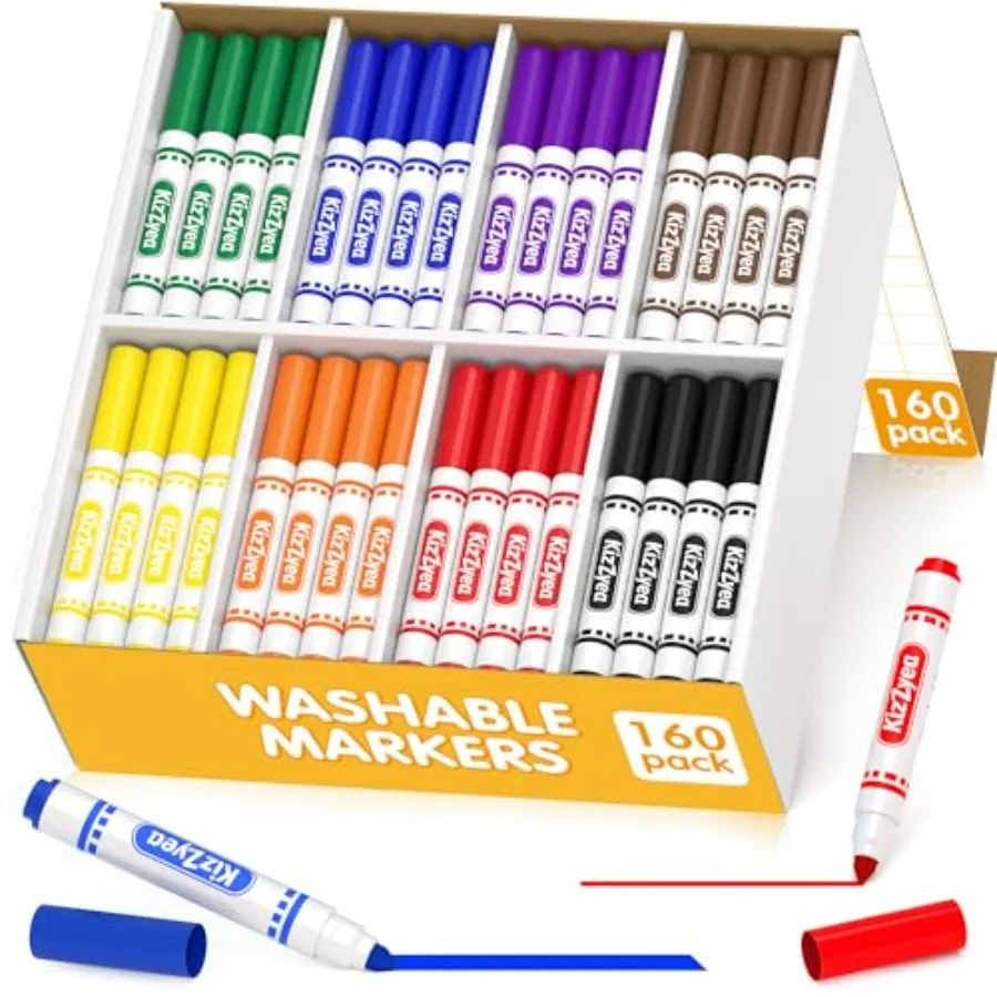 Washable Markers Bulk, Markers for,8 Assorted Colors, 160 Count, Broad Line Marker for School, Student Art Supplies and Back to
Washable Markers Bulk, Markers for,8 Assorted Colors, 160 Count, Broad Line Marker for School, Student Art Supplies and Back to