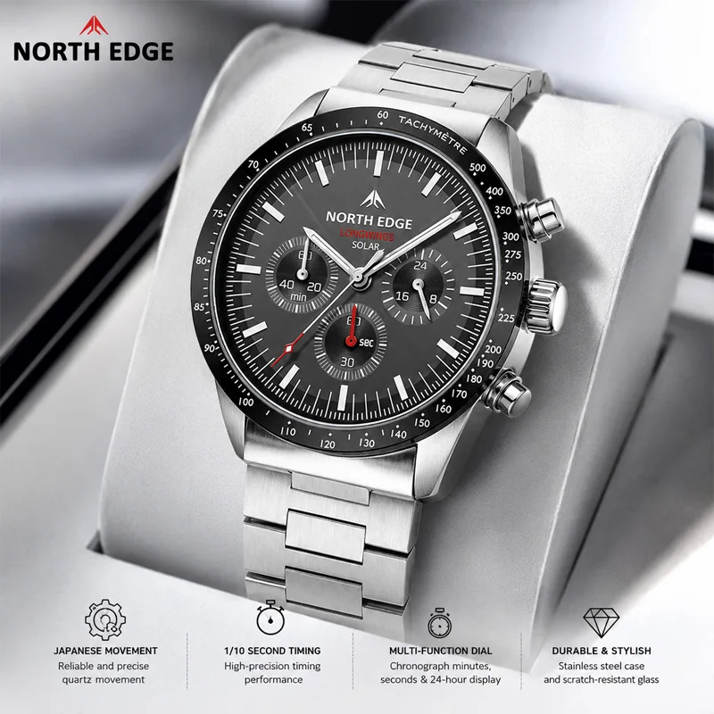 NORTH EDGE 2026 Men Quartz Watch Solar Powered Stopwatch Waterproof 50m 316 Full Stainless Steel Luminous Pilot Watch LONGWINGS
NORTH EDGE 2026 Men Quartz Watch Solar Powered Stopwatch Waterproof 50m 316 Full Stainless Steel Luminous Pilot Watch LONGWINGS