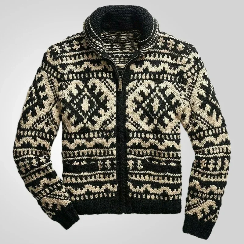 Europe and The United States Men's Autumn and Winter Men's Jacquard Knitted Coat Fashion Lapel Long-sleeved Jacket Sweater 2024
Europe and The United States Men's Autumn and Winter Men's Jacquard Knitted Coat Fashion Lapel Long-sleeved Jacket Sweater 2024