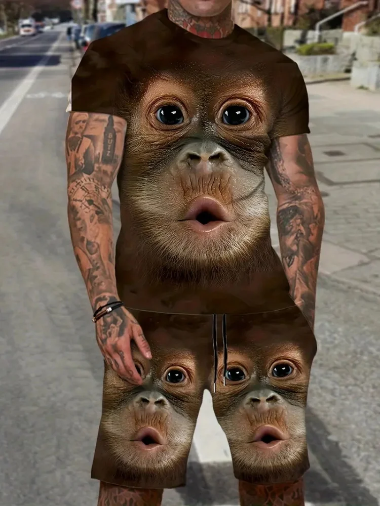 Animal Chimpanzee Lion 3D Print T-Shirts Shorts Sets Men's Tracksuits Oversized Short Sleeve T Shirt Pants Set Suits Clothing
Animal Chimpanzee Lion 3D Print T-Shirts Shorts Sets Men's Tracksuits Oversized Short Sleeve T Shirt Pants Set Suits Clothing
