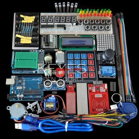 Kit di avviamento per Arduino Uno R3 - Uno R3 Breadboard e supporto Step Motor / Servo /1602 LCD / jumper Wire/ UNO R3