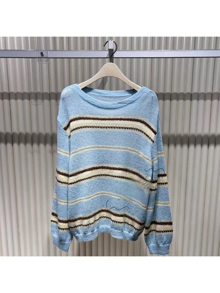 Loose Women's Knitted Sweater Spring 2026 Fashionable Striped Color Block Lazy Style Overhead Long Sleeve round Neck Pullover
Loose Women's Knitted Sweater Spring 2026 Fashionable Striped Color Block Lazy Style Overhead Long Sleeve round Neck Pullover