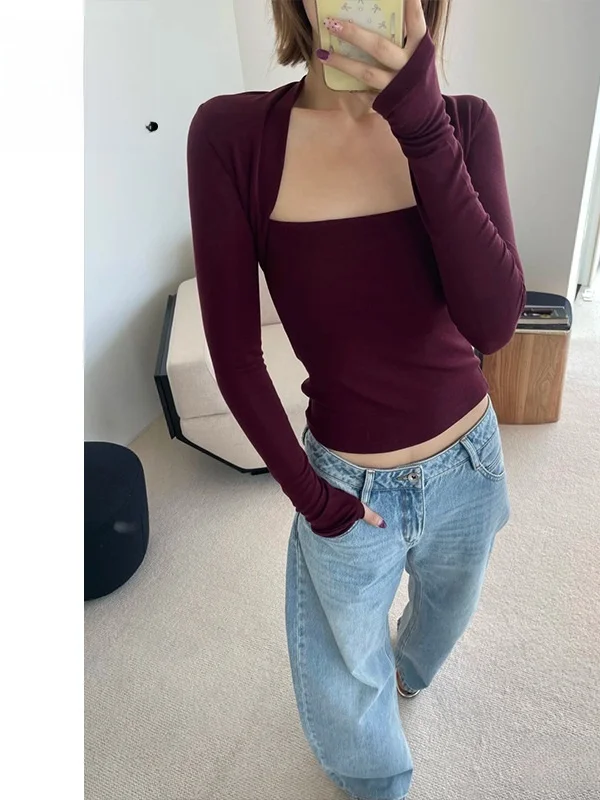 NAN New Versatile Elastic Slimming Wool Long Sve Knitted Top Women's Casual Sle Body ape Fitting T-irt
NAN New Versatile Elastic Slimming Wool Long Sve Knitted Top Women's Casual Sle Body ape Fitting T-irt