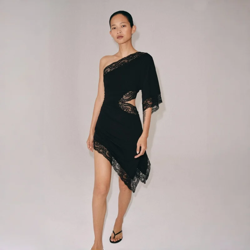 2026 New Black One Shoulder Lace Trim Mini Dress Cutout Ruched Asymmetrical Party Dress Formal Evening Outfi The Same Brand
2026 New Black One Shoulder Lace Trim Mini Dress Cutout Ruched Asymmetrical Party Dress Formal Evening Outfi The Same Brand