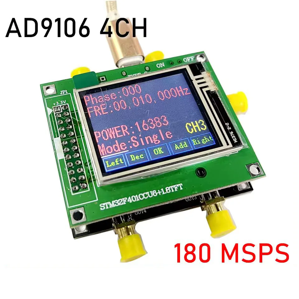 RF Signal Source AD9106 4-Channel 12-Bit 180 MSPS Low-Power DAC Waveform Generator
RF Signal Source AD9106 4-Channel 12-Bit 180 MSPS Low-Power DAC Waveform Generator