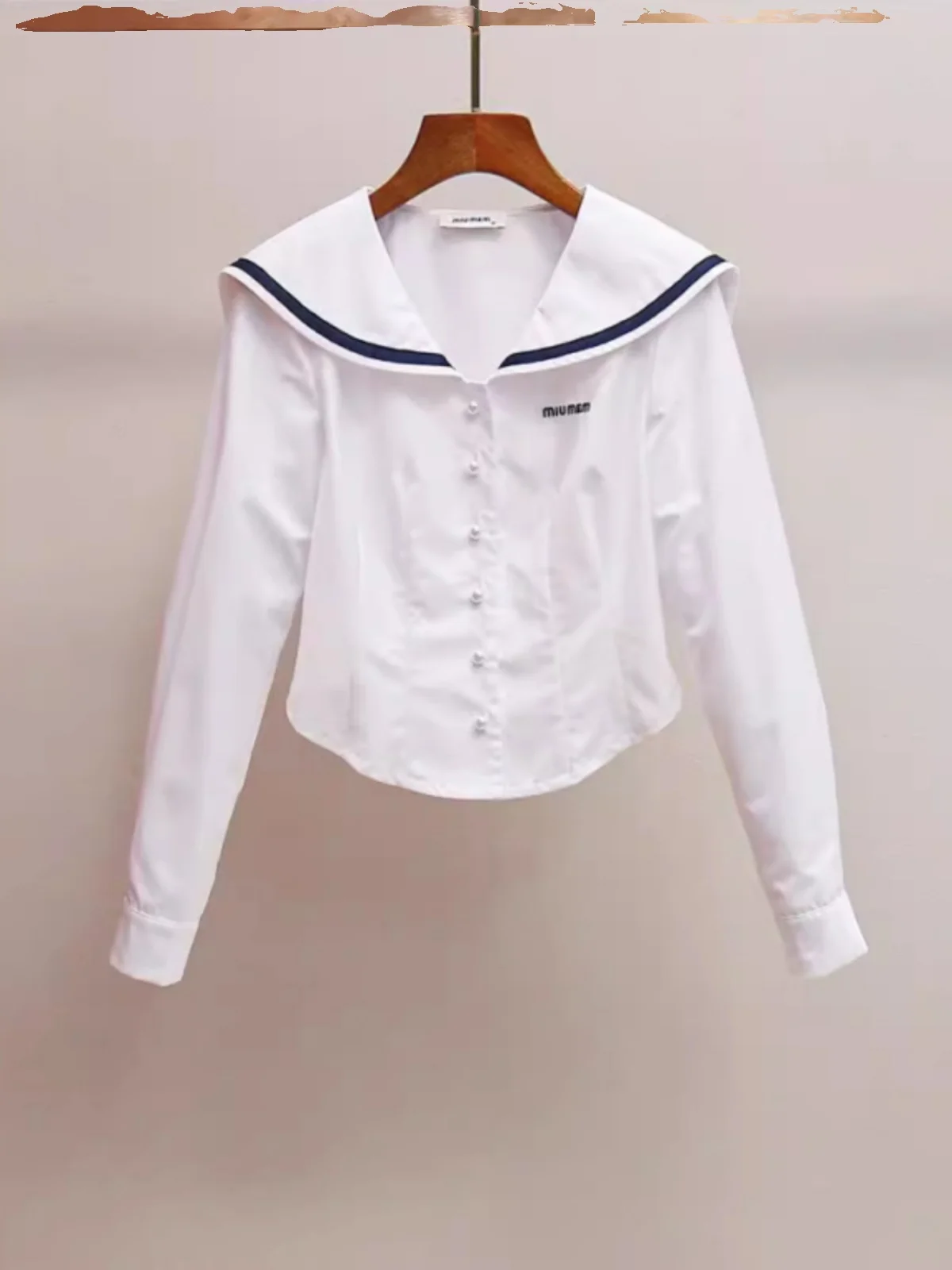 ort Naval Collar White irt Women's Slim Fit Art School Sle Premium Autumn New Arrival Sweet Sle Button Long Sve 
ort Naval Collar White irt Women's Slim Fit Art School Sle Premium Autumn New Arrival Sweet Sle Button Long Sve