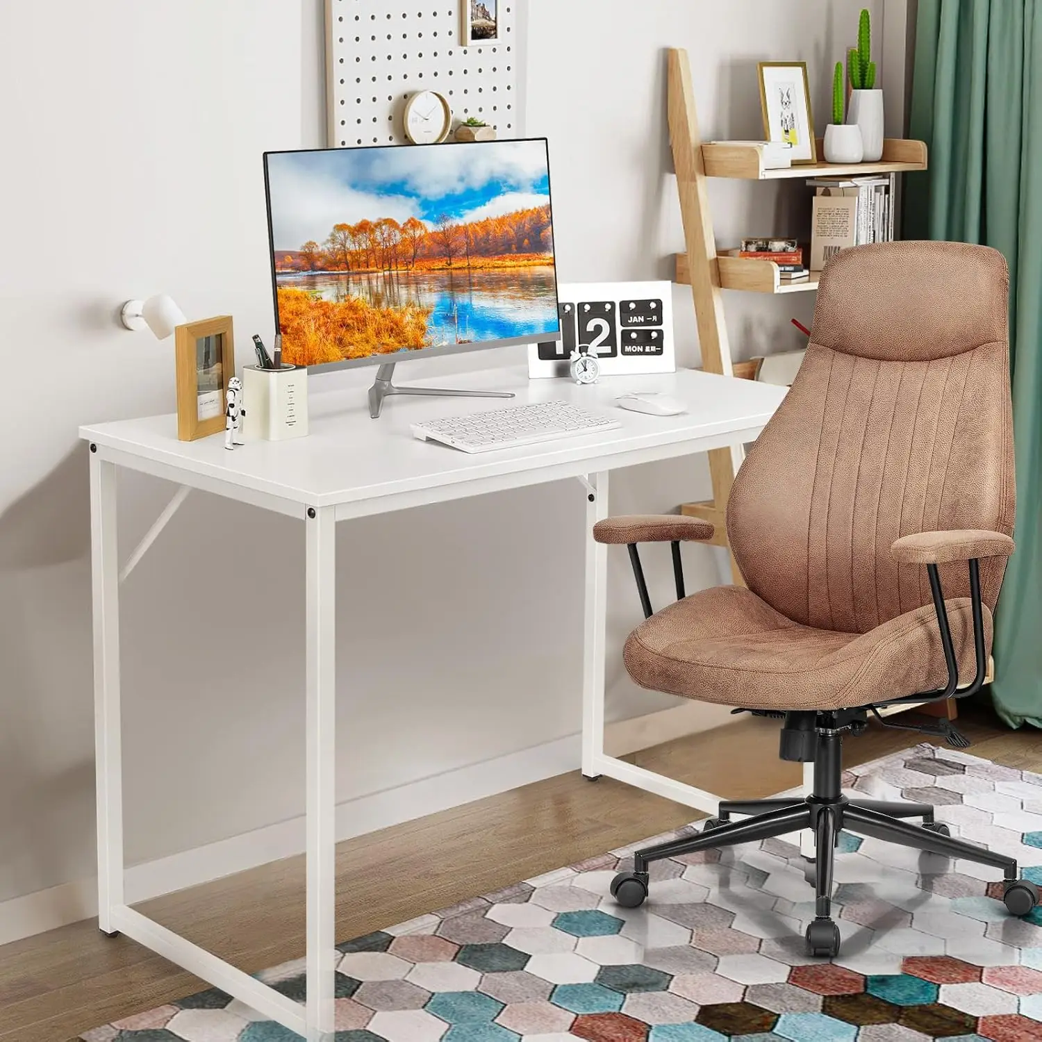 White Computer Desk, Small Study Writing Desk with Sturdy Metal e, ern Simple Laptop Desk or Home Oice, Easy Assembly
White Computer Desk, Small Study Writing Desk with Sturdy Metal e, ern Simple Laptop Desk or Home Oice, Easy Assembly