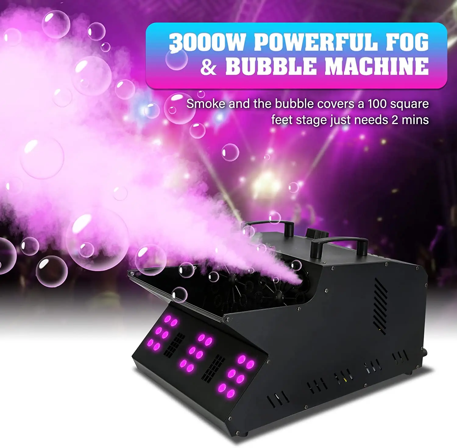 Дымовая машина для противотуманных пузырей со светодиодной подсветкой RGB DMX512 Эффект тумана с 2 пузырьковыми вентиляторами Двойные пузырьковые колеса
Дымовая машина для противотуманных пузырей со светодиодной подсветкой RGB DMX512 Эффект тумана с 2 пузырьковыми вентиляторами Двойные пузырьковые колеса