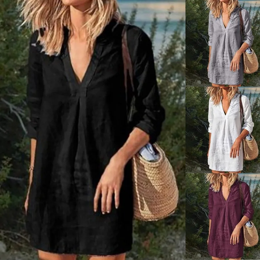【New style】2022 spring new women's clothing V-neck medium and long casual long-sleeved dress
【New style】2022 spring new women's clothing V-neck medium and long casual long-sleeved dress