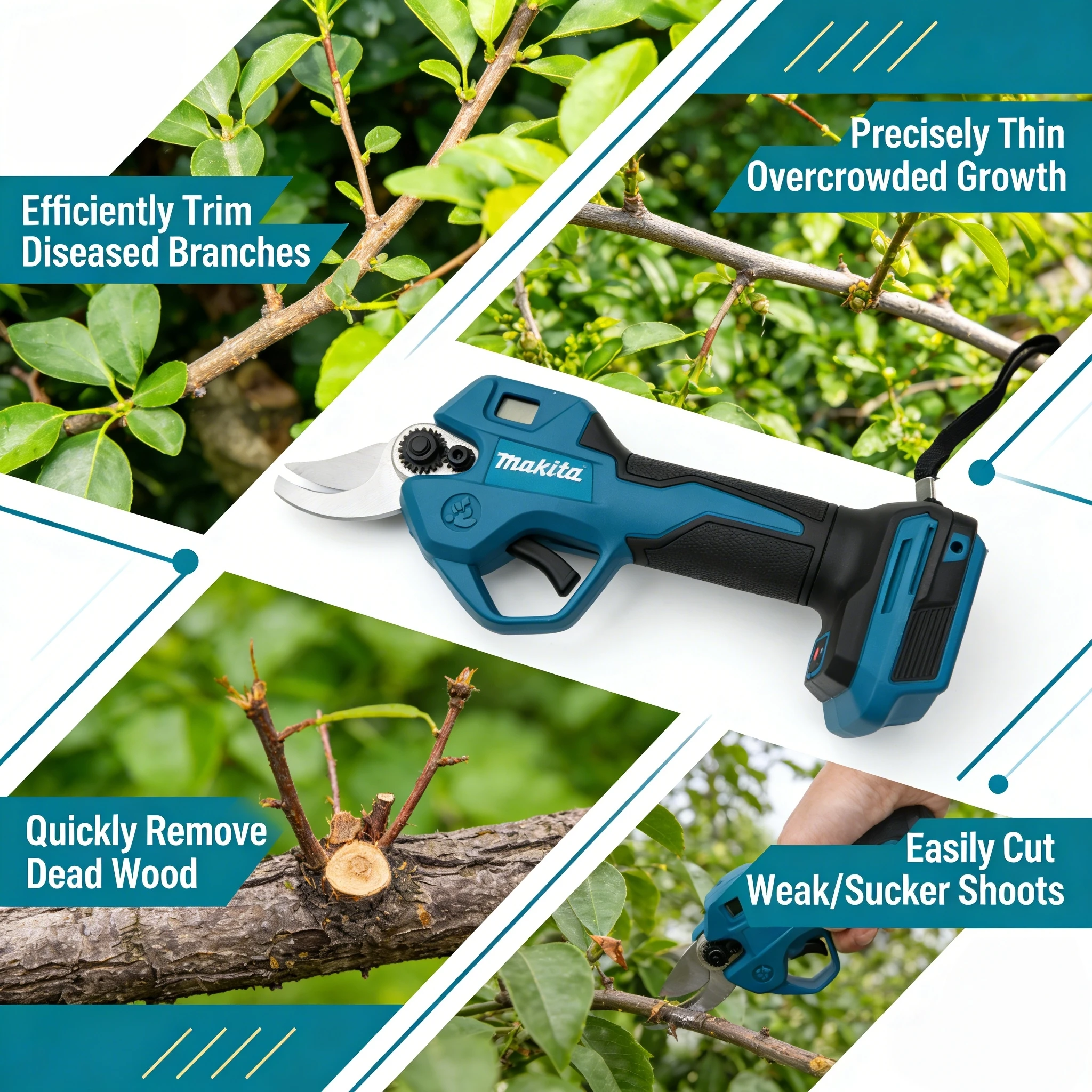 Makita 18V Brushless Electric Pruning Shears: Multifunctional Cordless Garden Tool for Fruit Trees(bare tool)
Makita 18V Brushless Electric Pruning Shears: Multifunctional Cordless Garden Tool for Fruit Trees(bare tool)