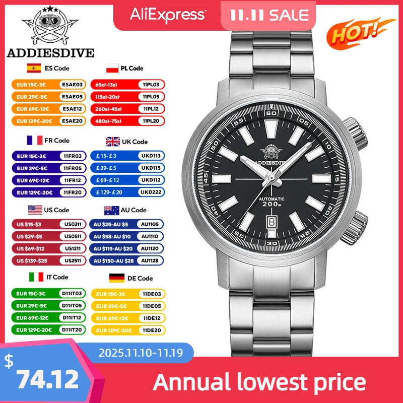 ADDIESDIVE Mechanical Watch For Men Luxury Sapphire 8215 Automatic Watch Rotatable Inner Luminous Waterproof 200m Diver Watch
ADDIESDIVE Mechanical Watch For Men Luxury Sapphire 8215 Automatic Watch Rotatable Inner Luminous Waterproof 200m Diver Watch
