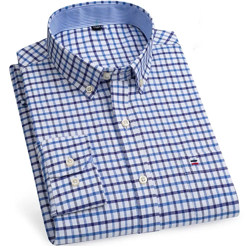 S~7xl Cotton Oxford Shirts for Men Long Sleeve Plus Size Plaid Shirt Striped Male Shirt Business Casual Solid Regular Fit 2022
S~7xl Cotton Oxford Shirts for Men Long Sleeve Plus Size Plaid Shirt Striped Male Shirt Business Casual Solid Regular Fit 2022