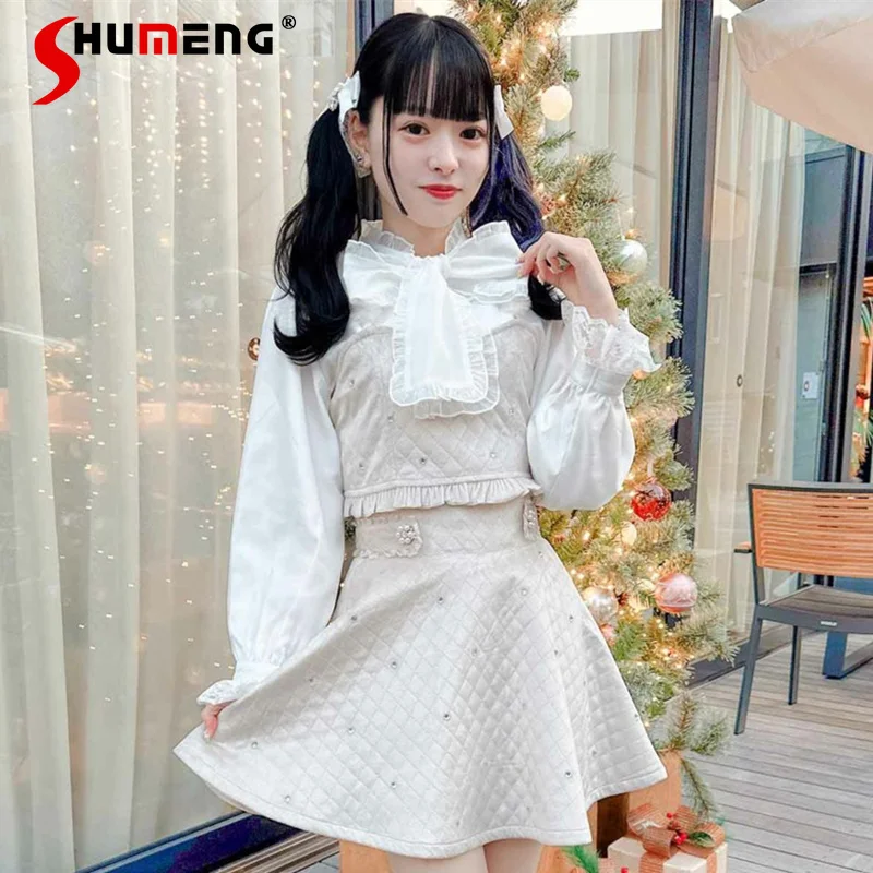 Japanese Rojita Sweet Cute Girl Heart-Shaped Diamond Decorations Cotton-Padded Jacket Christmas Sleeveless Vest Skirt Set Outfit
Japanese Rojita Sweet Cute Girl Heart-Shaped Diamond Decorations Cotton-Padded Jacket Christmas Sleeveless Vest Skirt Set Outfit