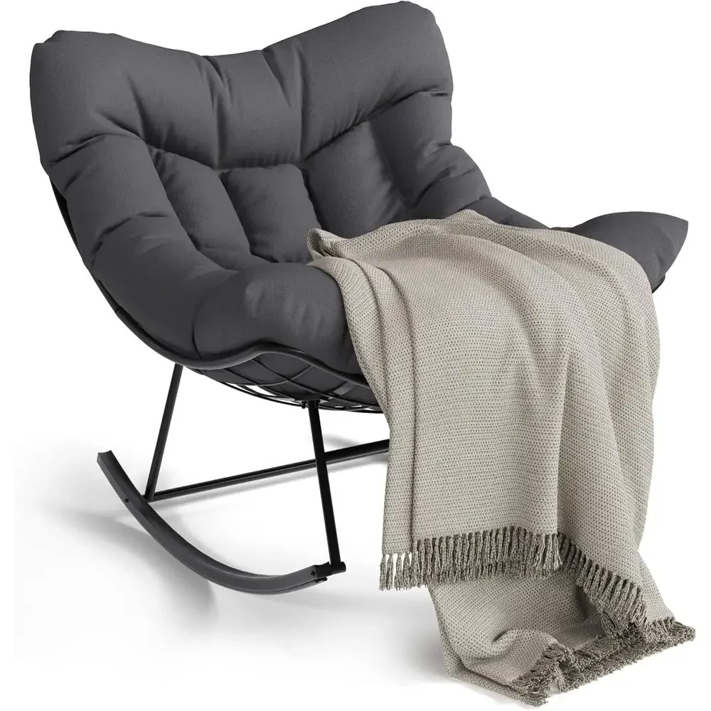Large Grey Outdoor Rocking Chair with Metal Frame for Patio, Balcony, or Porch
Large Grey Outdoor Rocking Chair with Metal Frame for Patio, Balcony, or Porch