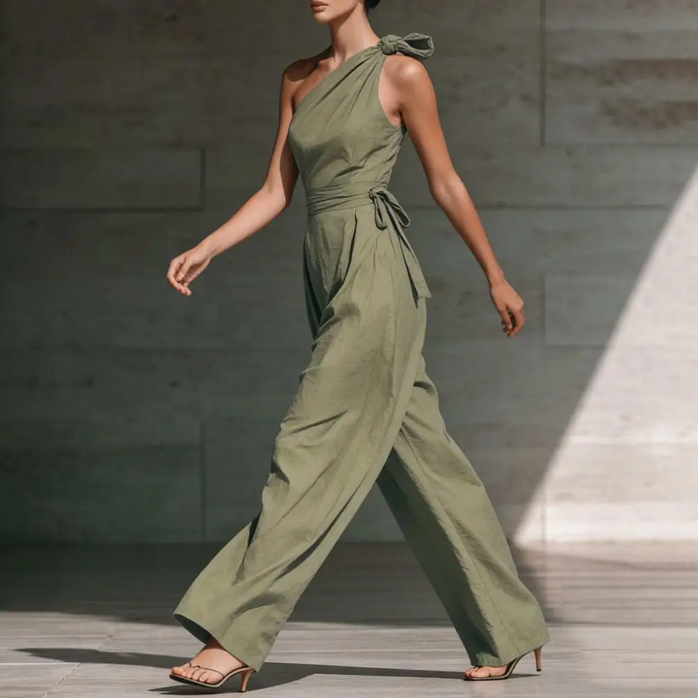 Women's Summer Sleeveless One Shoulder Jumpsuit Casual High Waisted Wide Leg Romper Beach Vacation Outfits Simple Design Jumpsui
Women's Summer Sleeveless One Shoulder Jumpsuit Casual High Waisted Wide Leg Romper Beach Vacation Outfits Simple Design Jumpsui