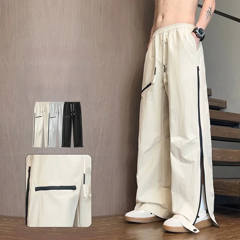 Men's Plus Size Wide Leg Pants - Casual Straight Long Pants with Side Zipper Design | Elastic Waist Drawstring Sweatpants
Men's Plus Size Wide Leg Pants - Casual Straight Long Pants with Side Zipper Design | Elastic Waist Drawstring Sweatpants