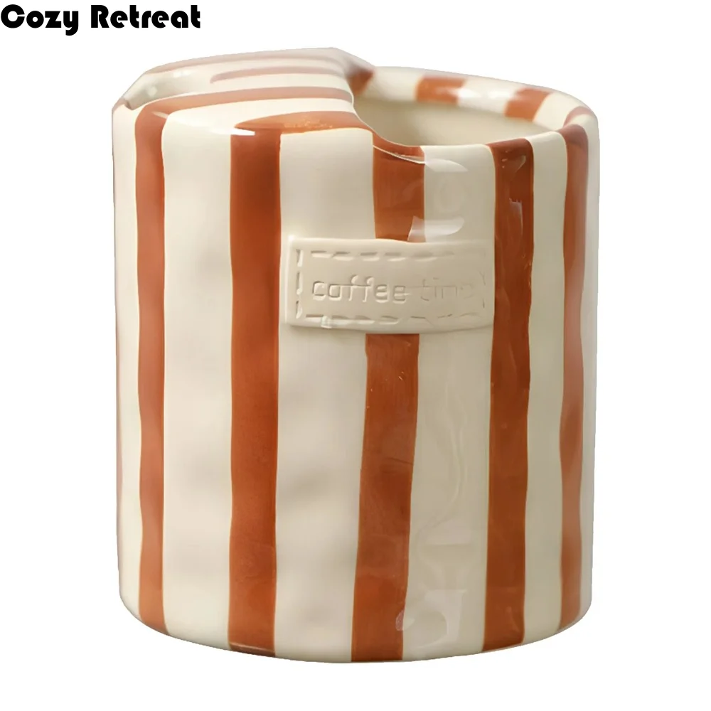 Hand-Painted Striped Ceramic Coffee Mug Premium Ceramic Comfortable Grip Retro Striped Drinkware 300ml Heat-resistant
Hand-Painted Striped Ceramic Coffee Mug Premium Ceramic Comfortable Grip Retro Striped Drinkware 300ml Heat-resistant