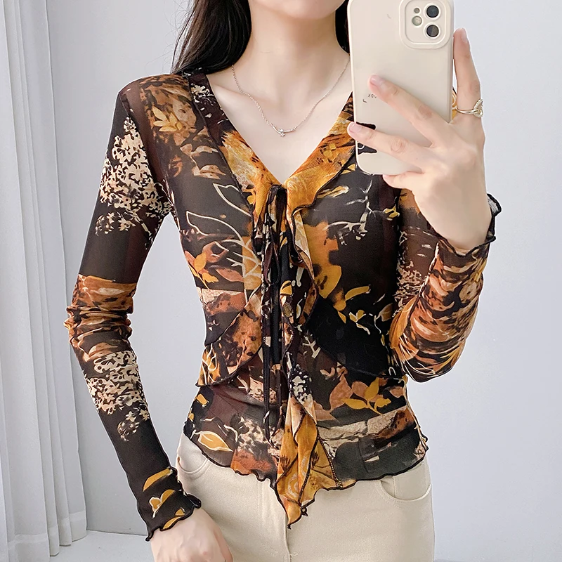 2025,New,European,Clothes,Thin,Mesh,T-Shirt,Fashion,Sexy,V-Neck,Print,Ruffles,Women,Tops,Long Sleeve,Silm,All Match,Tees,510036
2025,New,European,Clothes,Thin,Mesh,T-Shirt,Fashion,Sexy,V-Neck,Print,Ruffles,Women,Tops,Long Sleeve,Silm,All Match,Tees,510036