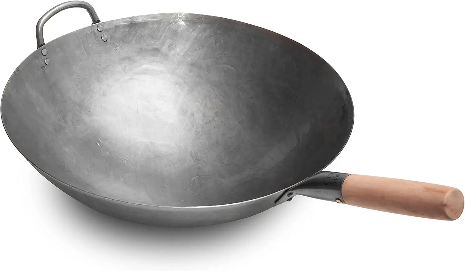 16 Inch Heavy Hand Hammered Carbon Steel Wok with Wooden and Steel Helper Handle for Chinese Cooking
16 Inch Heavy Hand Hammered Carbon Steel Wok with Wooden and Steel Helper Handle for Chinese Cooking