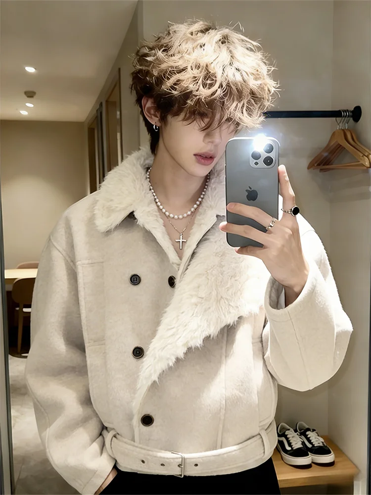 Men's Winter Thiened Fce Lined ort Cotton Jaet with Wool Collar Double Breasted Warm Faionable Casual Outerwear
Men's Winter Thiened Fce Lined ort Cotton Jaet with Wool Collar Double Breasted Warm Faionable Casual Outerwear